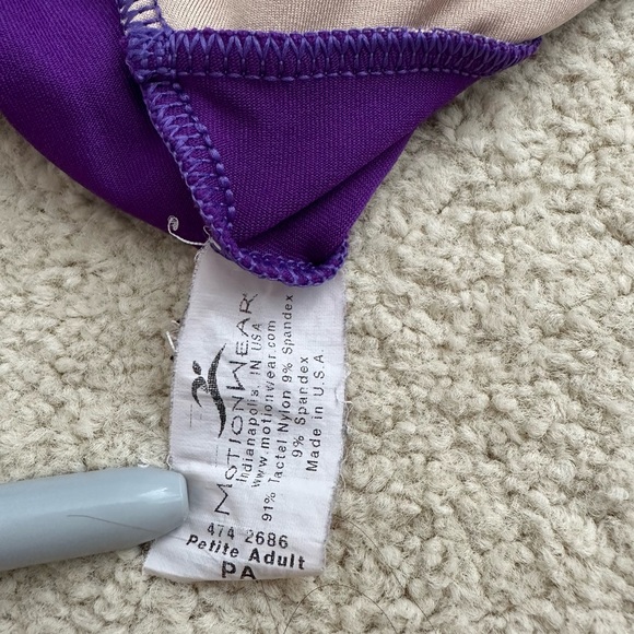 Motionwear Pleated Bust Purple Leotard - Picture 3 of 4